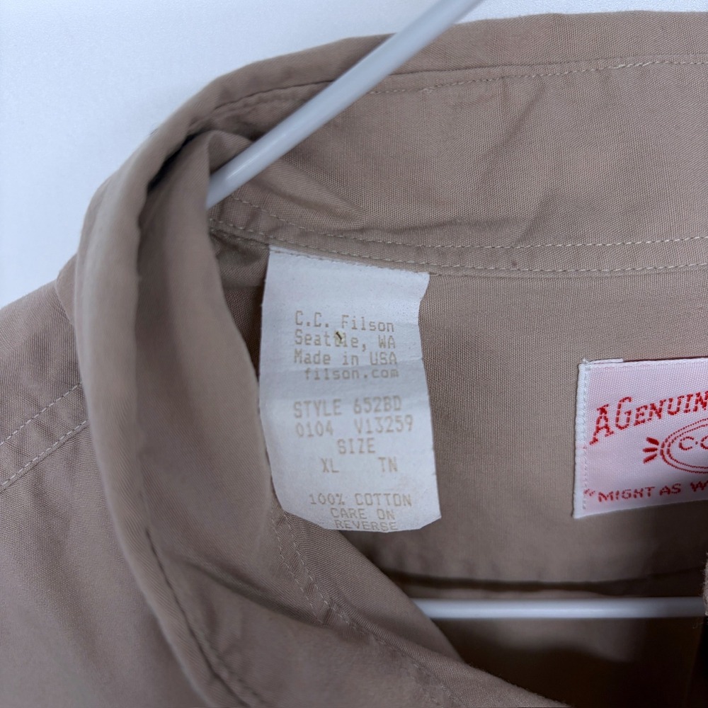 Vintage 2004 CC Filson Button Up Shirt XL Khaki Beige Delta Wings USA Made 652BD - Picture 7 of 8
